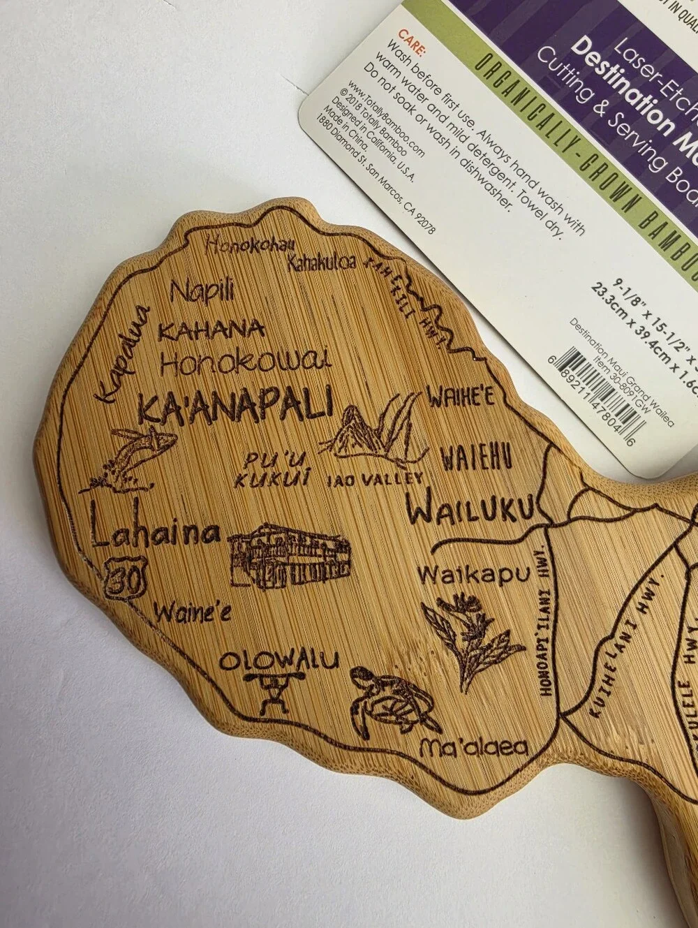Totally Bamboo Destination Maui Serving and Cutting Board with Hang Tie for Wall